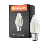 Ledvance Classic Performance LED Glühbirne B22d Kerze Fadenlampe Klar 2.5W 250lm - 827 Extra Warmweiß | Ersatz für 25W
