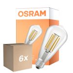 Mehrfachpackung 6x Osram Classic LED E27 Edison Fadenlampe Klar 3.8W 806lm Ultra Efficiency - 830 Warmweiß | Ersatz Für 60W