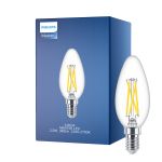 Philips MASTER LED E14 Kerze Fadenlampe Klar 2.5W 340lm - 922-927 Dim To Warm | Höchste Farbwiedergabe - Dimmbar - Ersatz Für 25W
