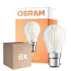 Mehrfachpackung 6x Osram Retrofit Classic LED B22d P45 Kugel Fadenlampe Klar 4W 470lm - 827 Extra Warmweiß | Ersatz für 40W